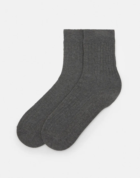  Pull & Bear Cotton Socks In Grey 