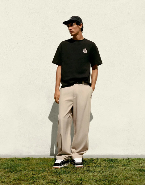  Pull & Bear Darted Tailored Trousers In Ochre Brown 