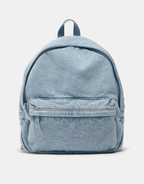  Pull & Bear Denim Backpack In Blue 