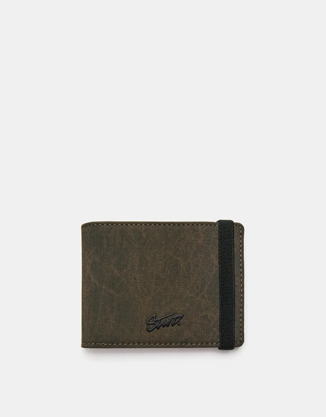  Pull & Bear Distressed Fabric Stwd Wallet In Brown 