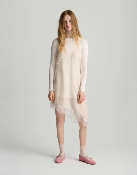  Pull & Bear Double Cami Dress In Beige Neutral 