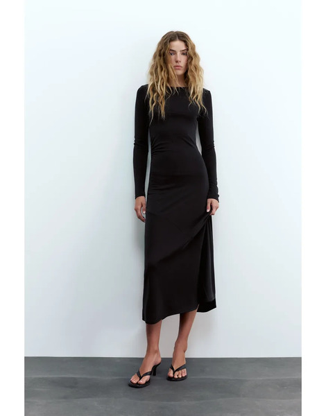  Pull & Bear Draped Midi Dress In Grey 