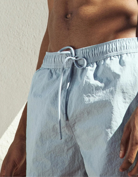  Pull & Bear Elastic Waist Swim Shorts In Navy 