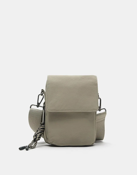  Pull & Bear Embellished Crossbody Bag In Khaki Multi 