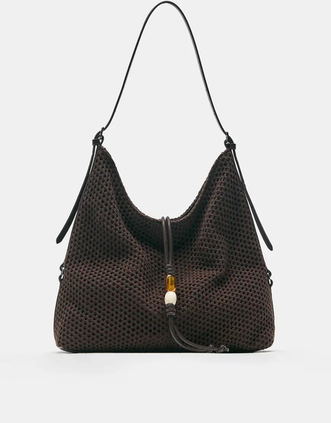  Pull & Bear Embellished Shopper Bag In Brown 