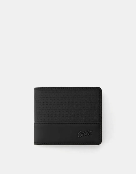 Pull & Bear Embossed Nylon Stwd Wallet In Black 