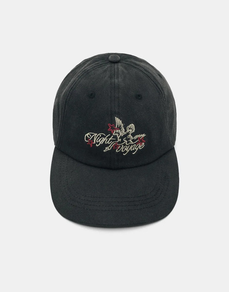  Pull & Bear Embroidered Cap In Black Marl 
