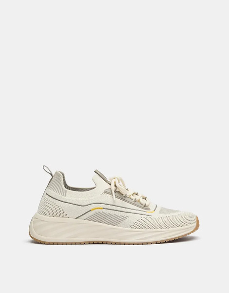  Pull & Bear Fabric Trainers In Ecru White 