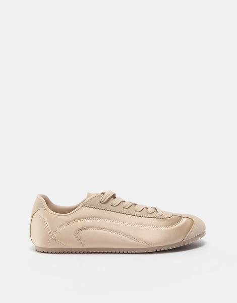  Pull & Bear Fabric Trainers In Pink Neutral 