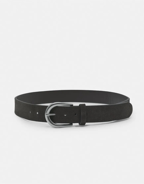  Pull & Bear Faux Suede Belt In Chocolate Brown 