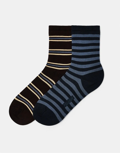  Pull & Bear Fine Stripe Long Socks In Others Multi 