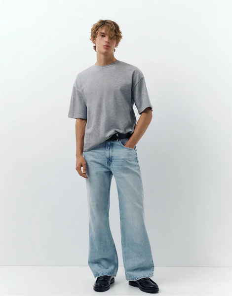  Pull & Bear Flared Jeans In Pale Indigo Blue 