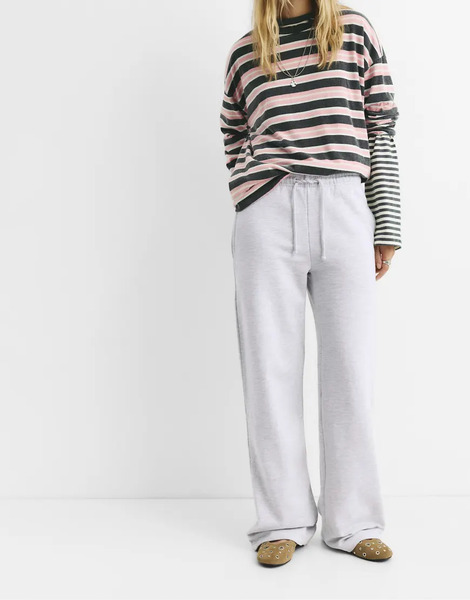  Pull & Bear Flowy Tracksuit Bottoms In Grey Marl 