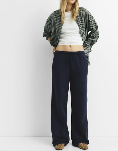  Pull & Bear Flowy Tracksuit Bottoms In Navy 