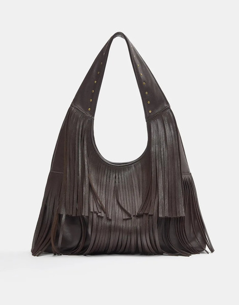  Pull & Bear Fringed Shopper Bag In Brown 