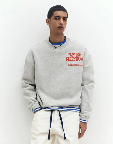  Pull & Bear Grey Future Sweatshirt In Grey Marl 