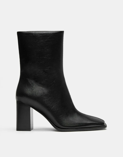  Pull & Bear High Heel Ankle Boots In Black 