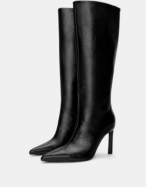  Pull & Bear High Heel Boots In Black 