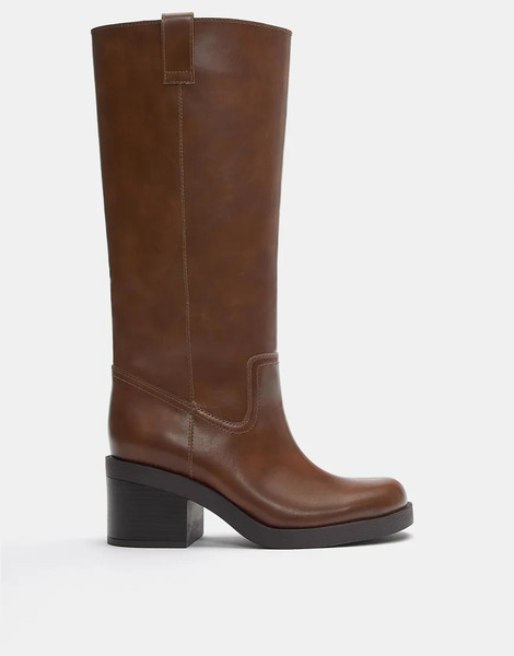  Pull & Bear High Heel Boots In Brown 