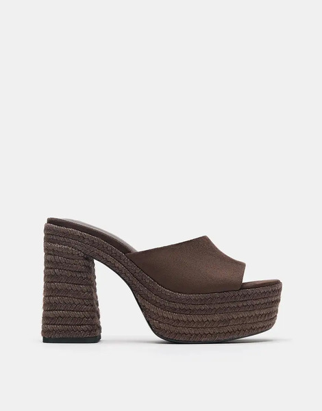  Pull & Bear Jute Platform Clogs In Brown Shades Pink 