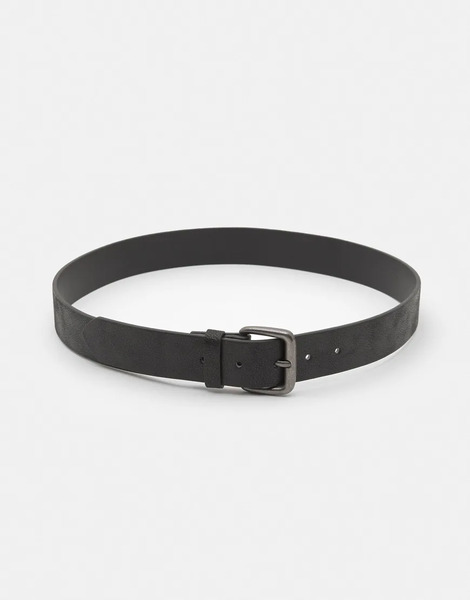  Pull & Bear Leather Effect Belt In Black 