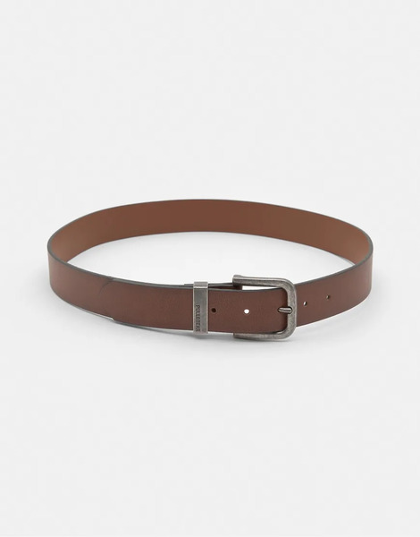  Pull & Bear Leather Effect Belt In Brown 