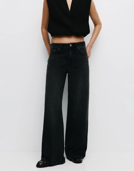  Pull & Bear Loose Oversize Jeans In Black 