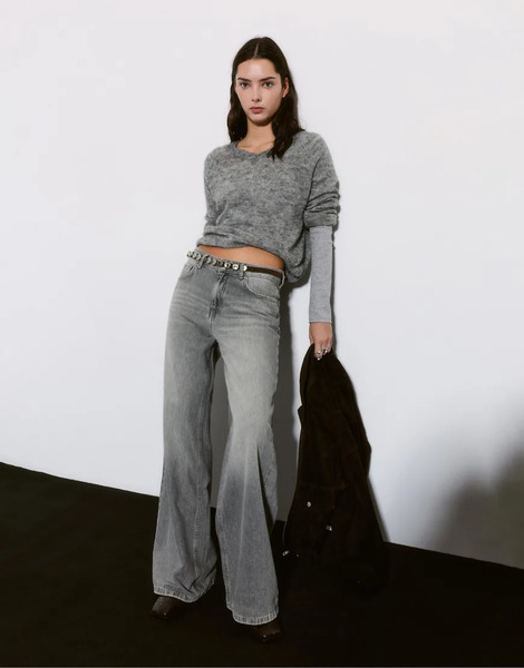  Pull & Bear Loose Oversize Jeans In Grey 