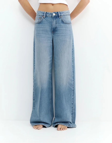  Pull & Bear Loose Oversize Jeans In Indigo Blue 