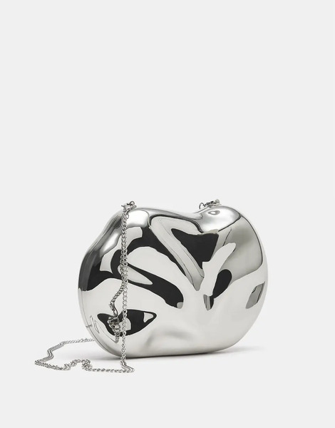  Pull & Bear Metallic Box Bag In Silver Multi 
