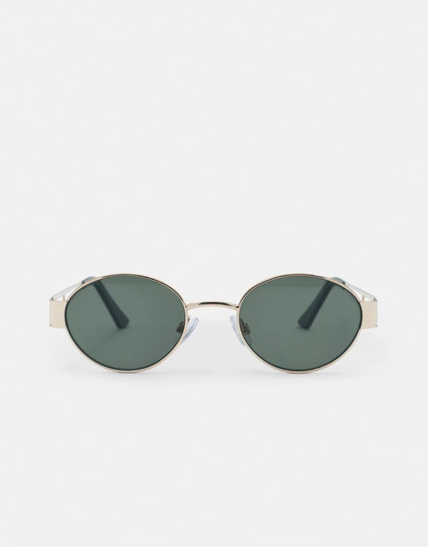  Pull & Bear Metallic Oval Sunglasses In Gold 