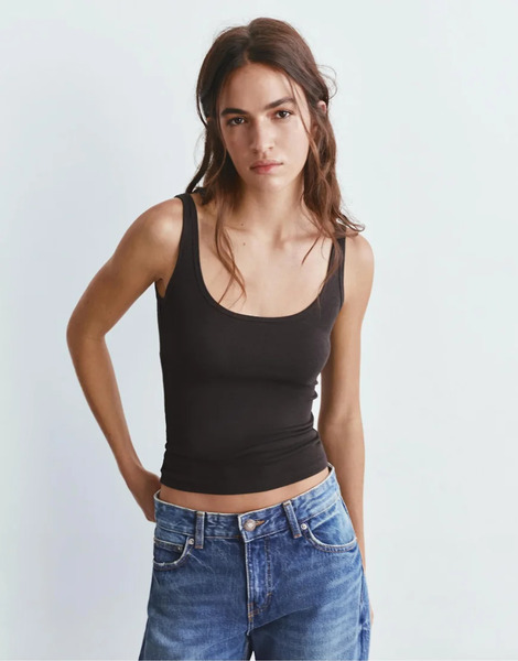  Pull & Bear Modal Tank Top In Brown 