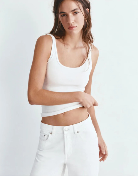  Pull & Bear Modal Tank Top In White 