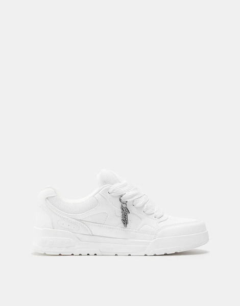  Pull & Bear Multi Panel Skate Trainers In White 