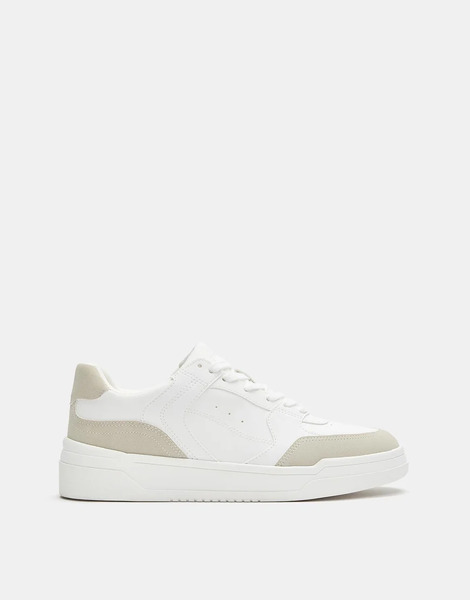  Pull & Bear Multi Piece Chunky Sole Trainers In White 