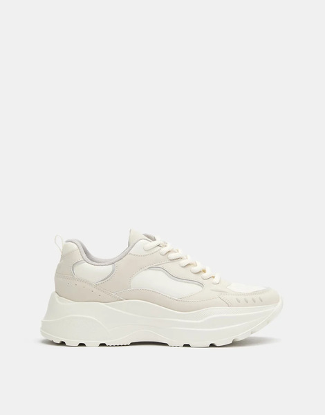  Pull & Bear Multi Piece Sneakers In Sand 