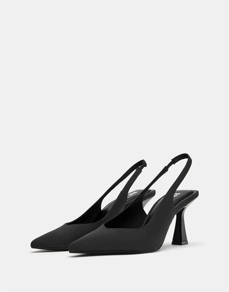  Pull & Bear Nylon Effect High Heel Shoes In Black 