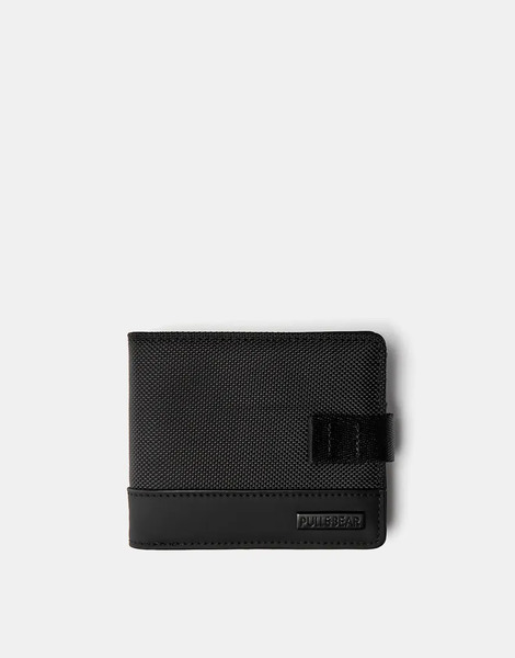  Pull & Bear Nylon Wallet In Black 