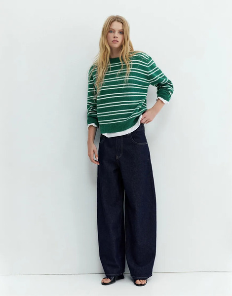  Pull & Bear Oversize Baggy Jeans In Dark Blue 