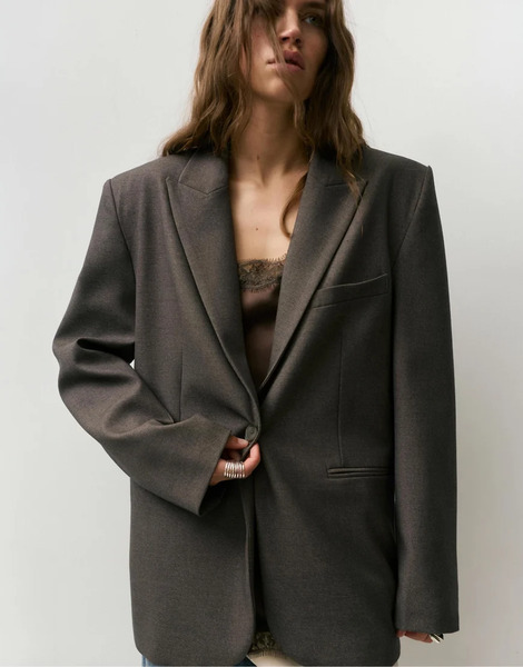  Pull & Bear Oversize Blazer In Mole Brown 