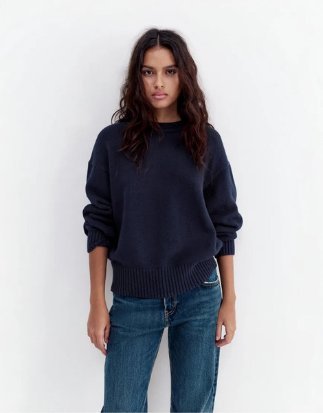  Pull & Bear Oversize Jumper In Navy 
