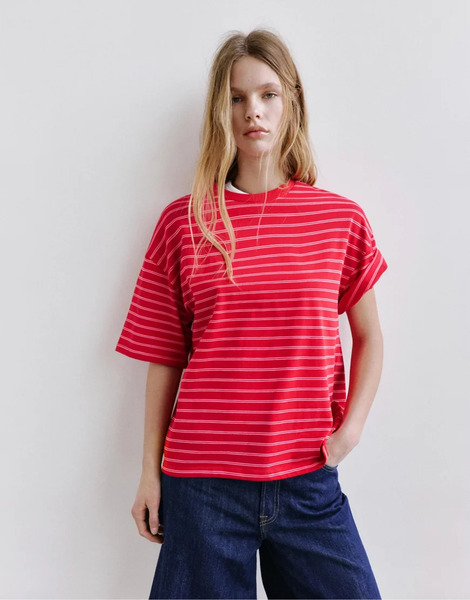  Pull & Bear Oversize Short Sleeve T Shirt In Striped Multi 