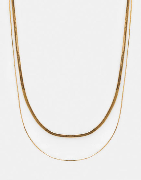  Pull & Bear 2 Pack Of Basic Chains In Gold 
