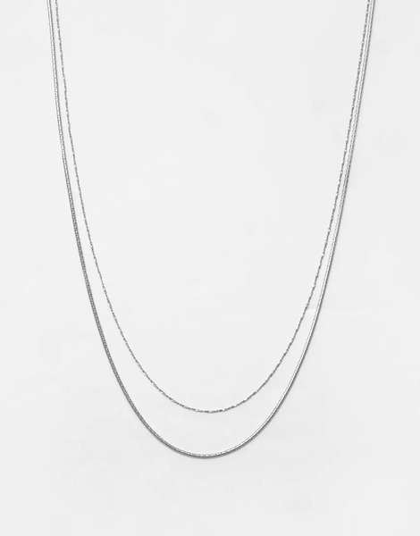  Pull & Bear Pack Of 2 Basic Chains In Silver 