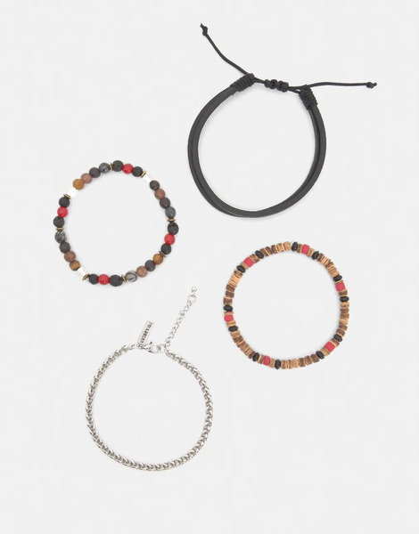  Pull & Bear 4 Pack Of Beaded Bracelets In Others Multi 