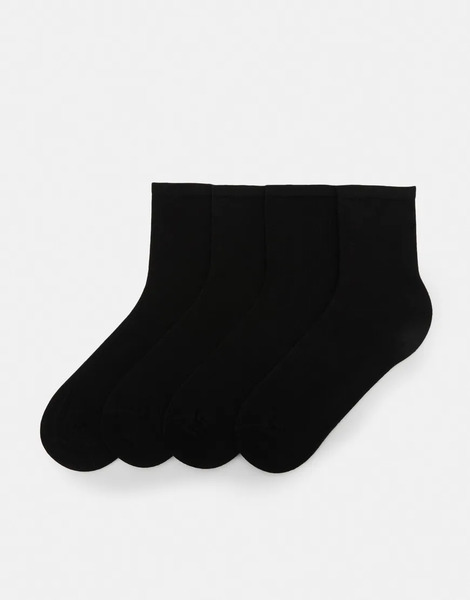  Pull & Bear Pack Of 4 Fine Black Socks In Black 