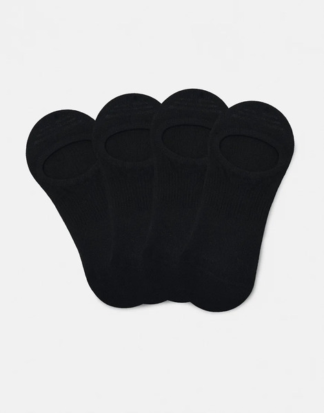  Pull & Bear Pack Of 4 Invisible Ankle Socks In Black 