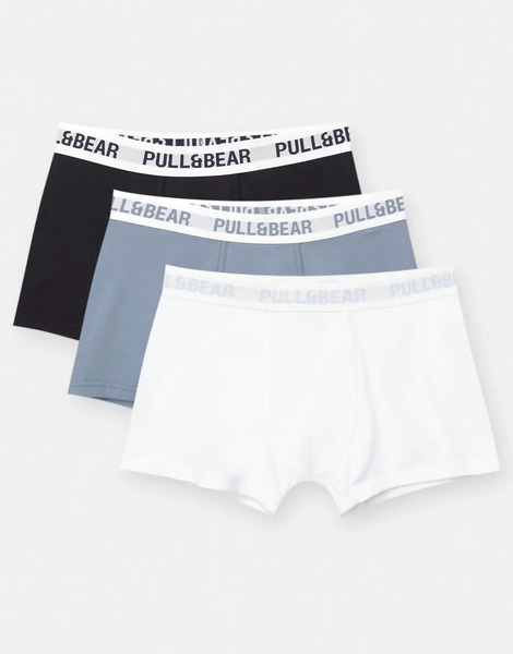  Pull & Bear 3 Pack Of Light Blue Waistband Boxers In Others Multi 
