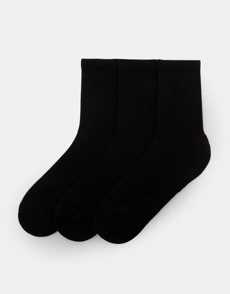  Pull & Bear Pack Of Long Black Socks In Black 