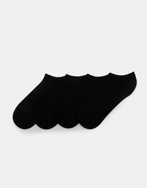  Pull & Bear Pack Of 4 Pairs Of Ankle Socks In Black 